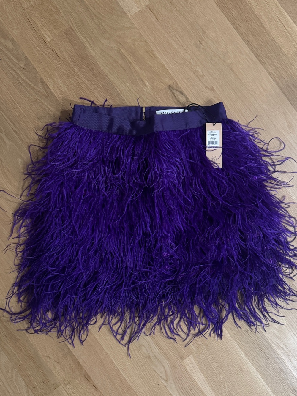 Rebecca Minkoff Vibrant Purple Feathered Mini Skirt